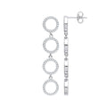 Silver CZ Circle Of Life Long Drop Earrings