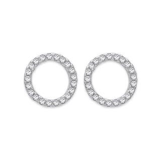 Silver CZ Circle Of Life Stud Earrings