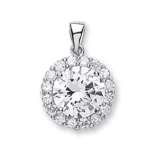 Silver CZ Cluster Drop Pendant 5g