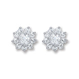 Silver CZ Cluster Stud Earrings 2g