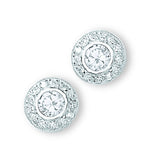 Silver CZ Cluster Stud Earrings 5.6g