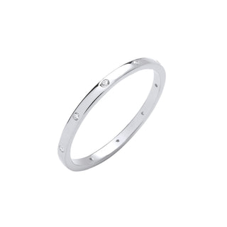 Silver CZ Court Shape 2mm Wedding Band