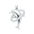 Silver CZ Dolphin Pendant 1.8g