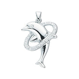 Silver CZ Dolphin Pendant 1.8g
