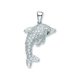 Silver CZ Dolphin Pendant 5.2g