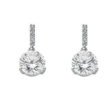Silver CZ Drop Stud Earrings