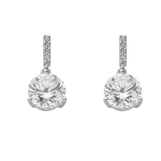 Silver CZ Drop Stud Earrings
