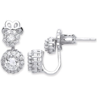 Silver CZ Earrings Stud Cuff Wrap Earrings