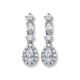Silver CZ Graduated Teardrop Stud Earrings