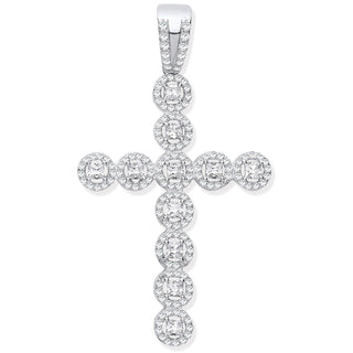 Silver CZ Halo Style Fancy Cross