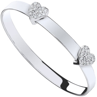 Silver CZ Heart Baby Expandable Bangle