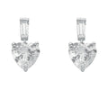 Silver CZ Heart Drop Stud Earrings