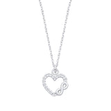 Silver CZ Heart Infinity Pendant Necklace