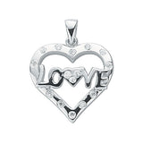 Silver CZ Heart Love Pendant