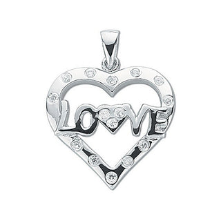 Silver CZ Heart Love Pendant