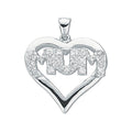 Silver CZ Heart Mum Pendant