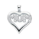 Silver CZ Heart Mum Pendant