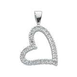 Silver CZ Heart Pendant 1.9g