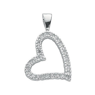Silver CZ Heart Pendant 1.9g