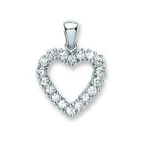 Silver CZ Heart Pendant 2.3g