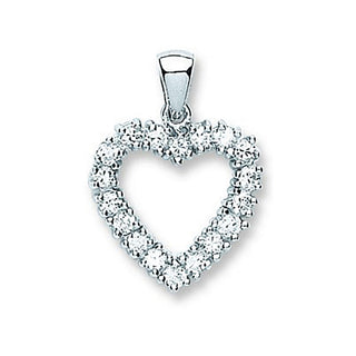 Silver CZ Heart Pendant 2.3g