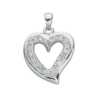 Silver CZ Heart Pendant 2.5g