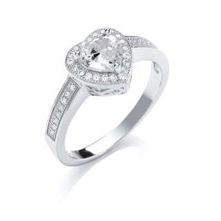 Silver CZ Heart Ring 3.3g