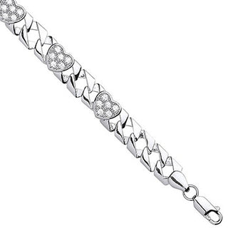 Silver CZ Hearts Baby/ladies Bracelet