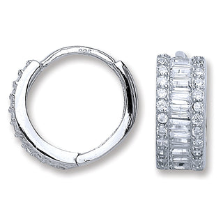 Silver CZ Huggies Earrings 4.8g