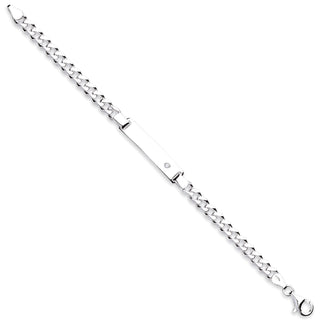 Silver CZ Id Ladies 7" Bracelet
