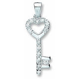 Silver CZ Key Drop Pendant