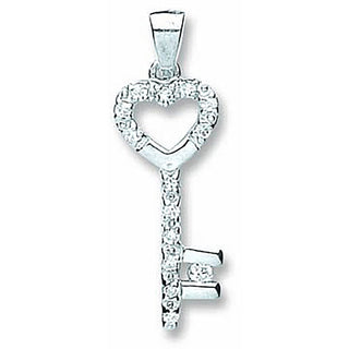 Silver CZ Key Drop Pendant