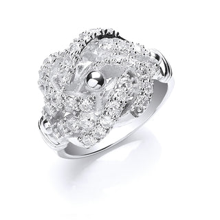 Silver CZ Knot Gents Ring 12g