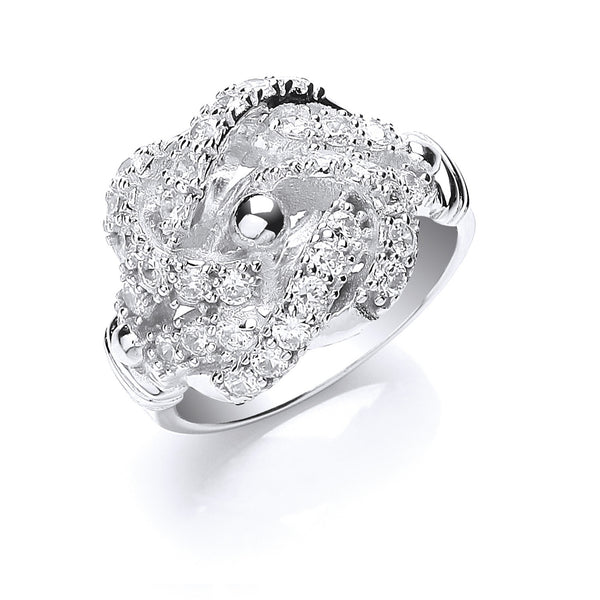 Silver CZ Knot Gents Ring 12g