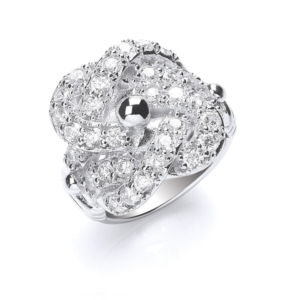 Silver CZ Knot Gents Ring 25.5g