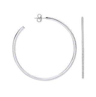 Silver CZ Large Hoop Earrings