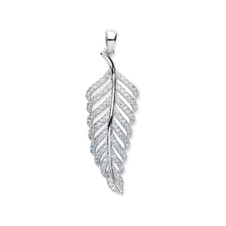 Silver CZ Leaf Drop Pendant