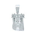 Silver CZ Pendant Jesus With Crown