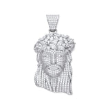 Silver CZ Pendant Jesus With Crown Of Thorns