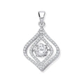 Silver CZ Pendant With Hanging Shimering Clear CZ