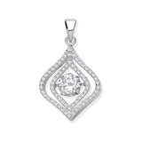 Silver CZ Pendant With Hanging Shimering Clear CZ
