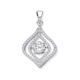 Silver CZ Pendant With Hanging Shimering Clear CZ