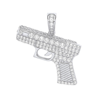 Silver CZ Pistol Pendant