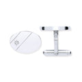 Silver CZ, Plain Oval Cufflinks