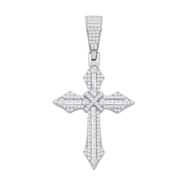 Silver CZ Pointed Cross