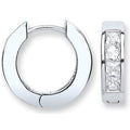 Silver CZ Princess Cut Huggies