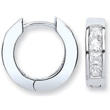 Silver CZ Princess Cut Huggies
