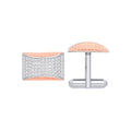 Silver CZ & Rg Plating Barley Design Cufflinks