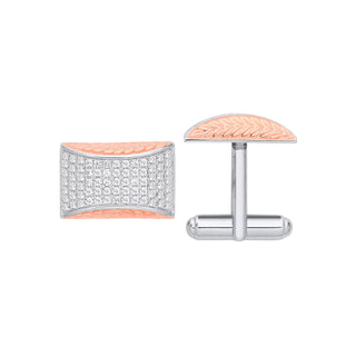 Silver CZ & Rg Plating Barley Design Cufflinks