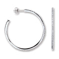 Silver CZ Round Hoop Earrings